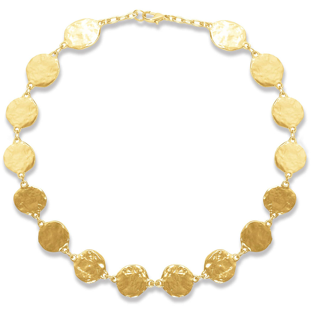 Textured coin layering collar necklace: Silver