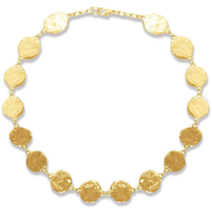 Textured coin layering collar necklace: Silver