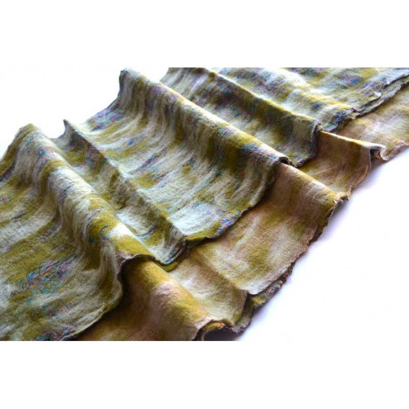 Lime and White  Felted Scarves