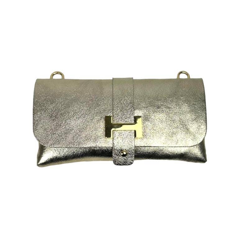 Leather Bag with Removable Chain: Bronze