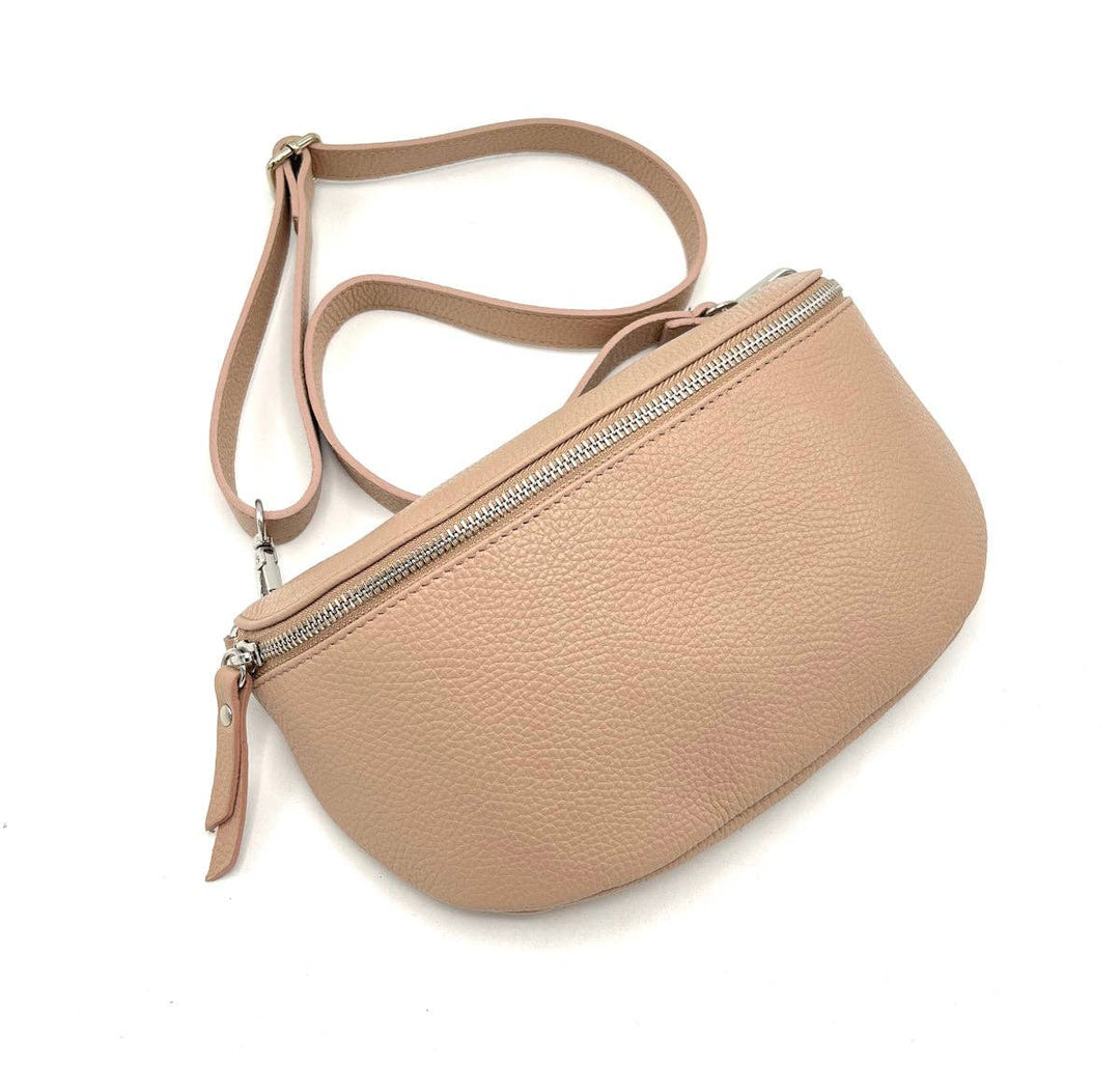 Leather Waist Bag, Made in Italy, 112466: Blk