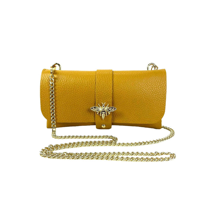 Grain Leather Bag with Dragonfly Clasp: Bordeaux