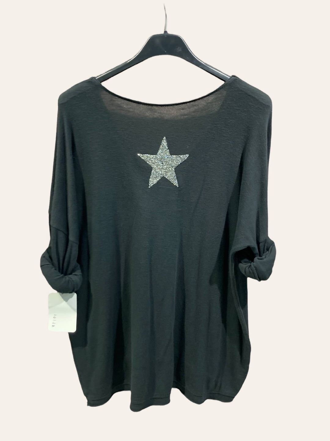 Cotton top with a rhinestone star : ORANGE
