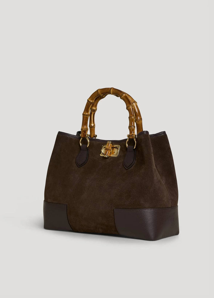 Large Handbag Italian Suede: Oliva