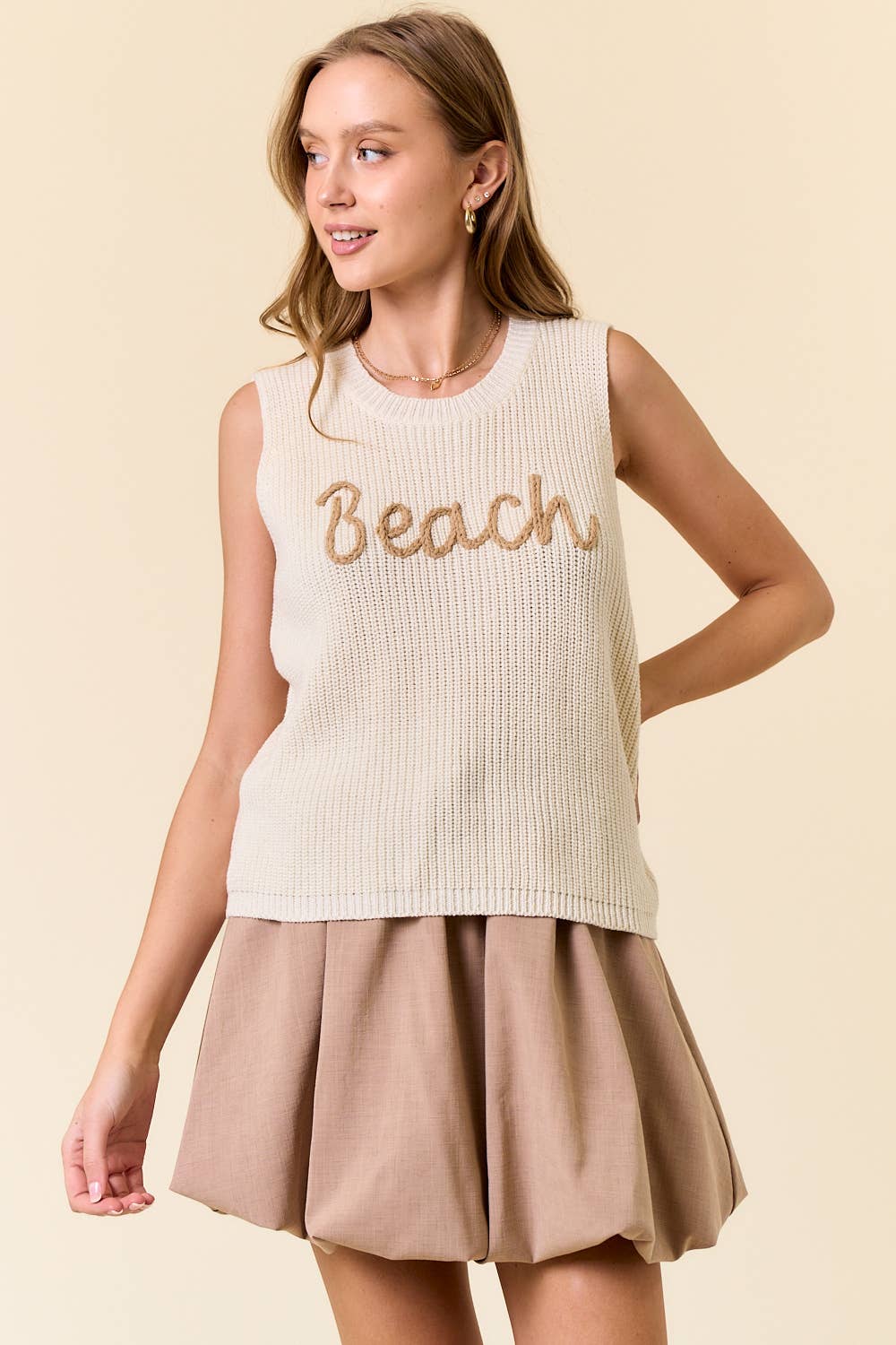 BEACH SWEATER TANK TOP: LT.BLUE / L