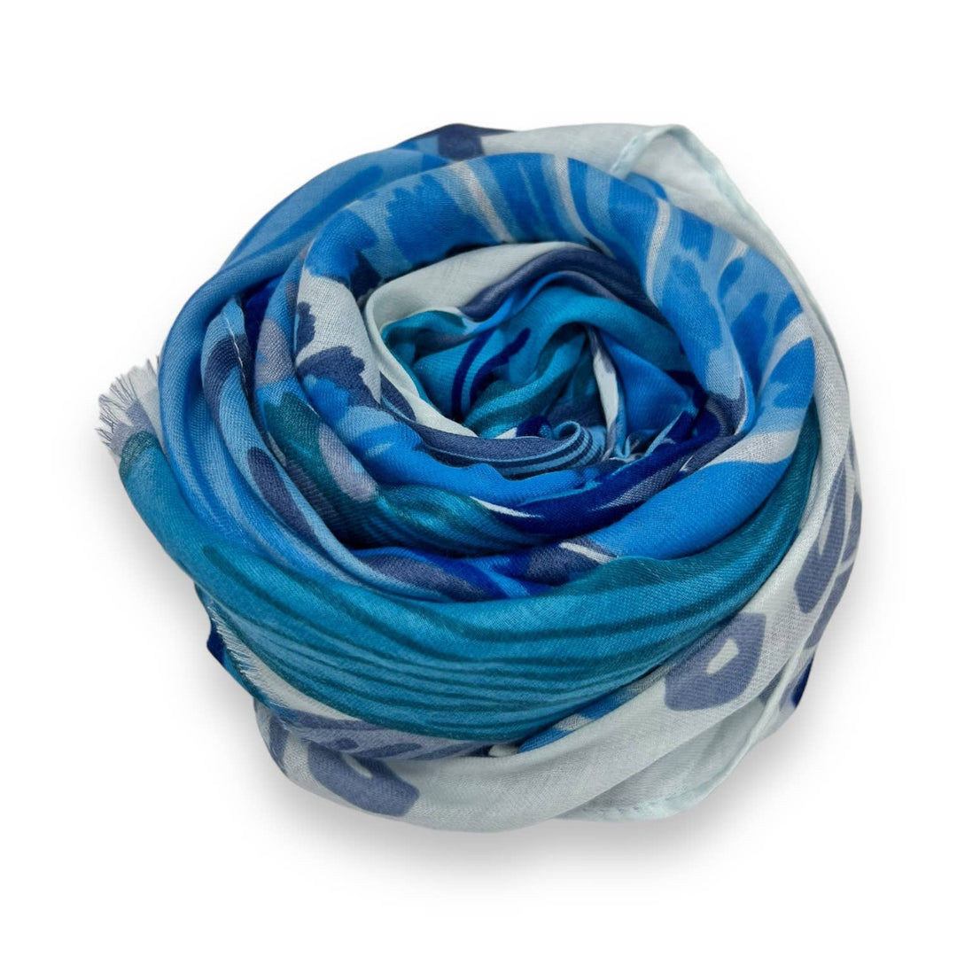 Big flower printed scarf: Grey