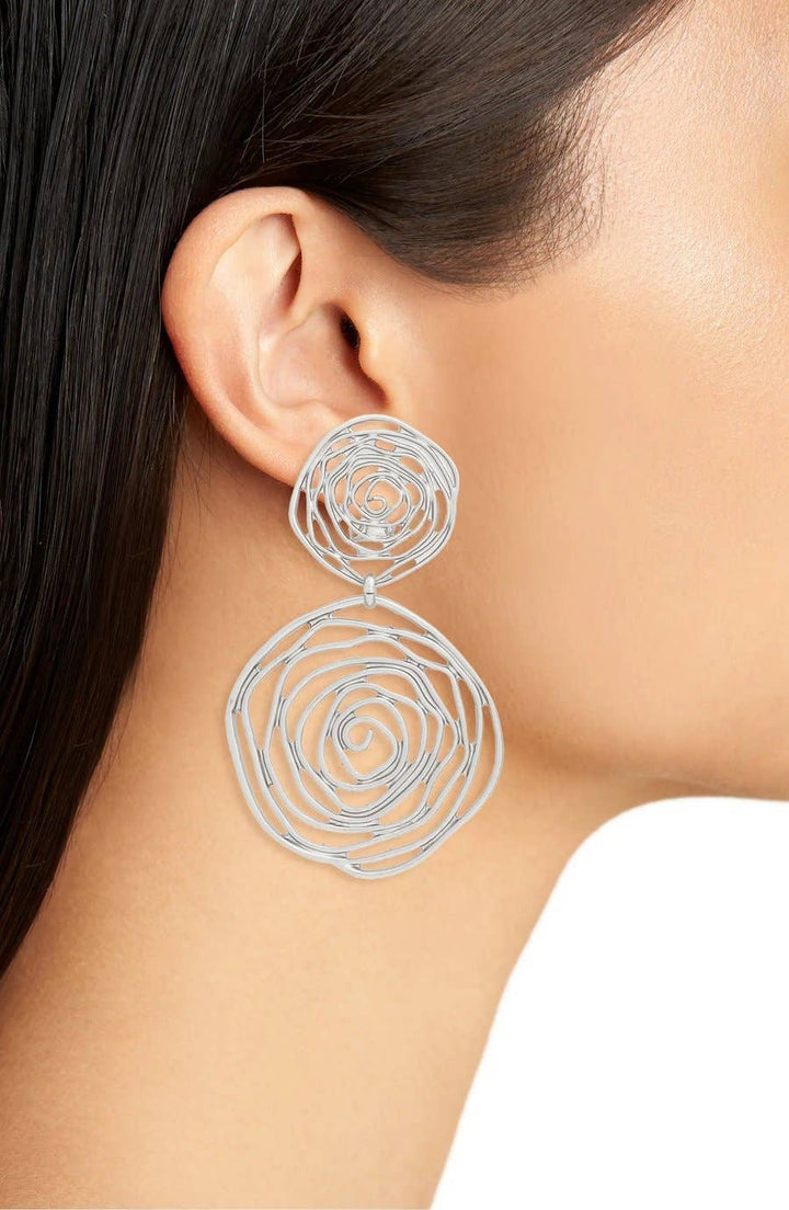 Floral Statement Earrings: Silver