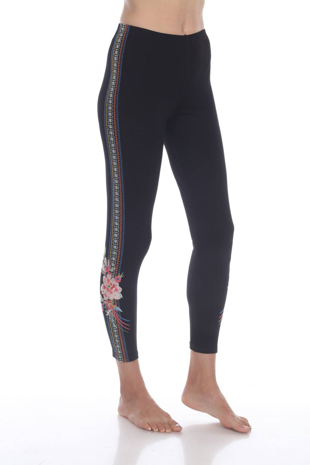 Stretch Legging with Embroid: Black / XL