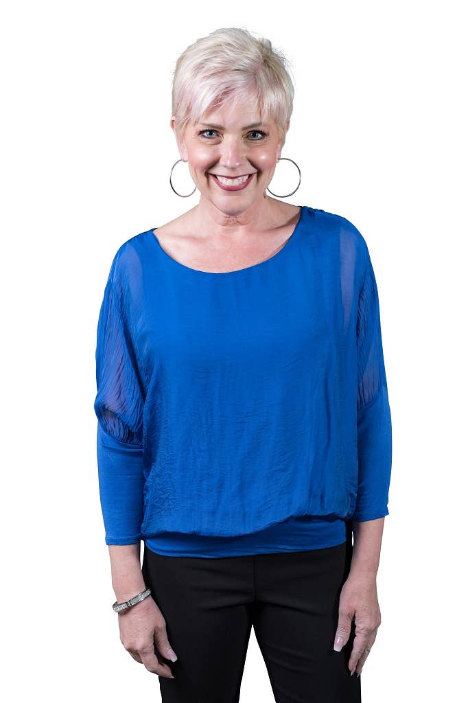 Silk Banded Blouse (BQ206):Black