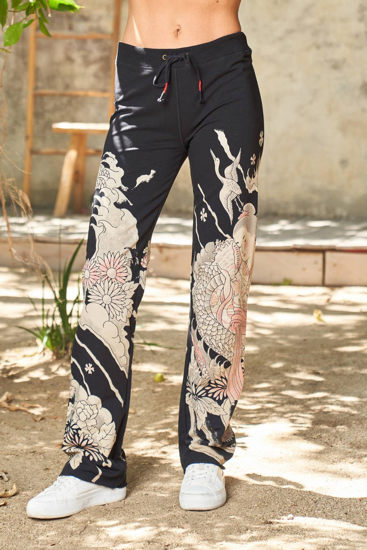 Dragon Print Lounge Pant Black / L