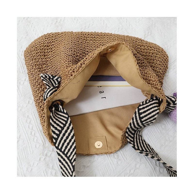 Straw Woven Beach Bag /DEEP BEIGE