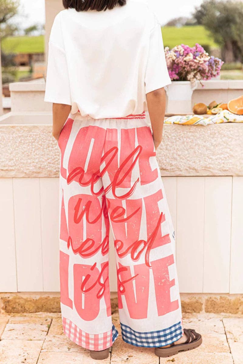 Wide-Leg Casual Pants: PINK / L