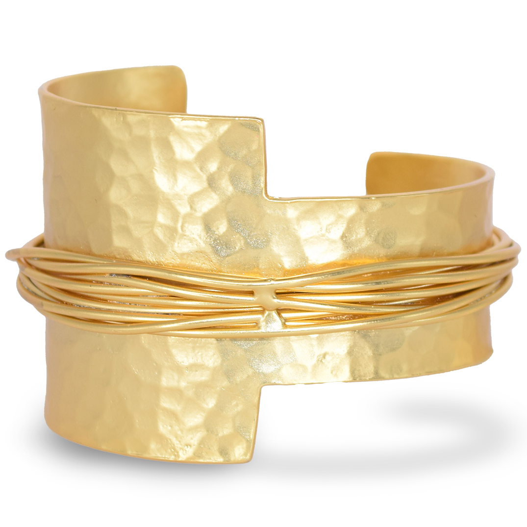 Statement Wire Cuff Bracelet: Gold