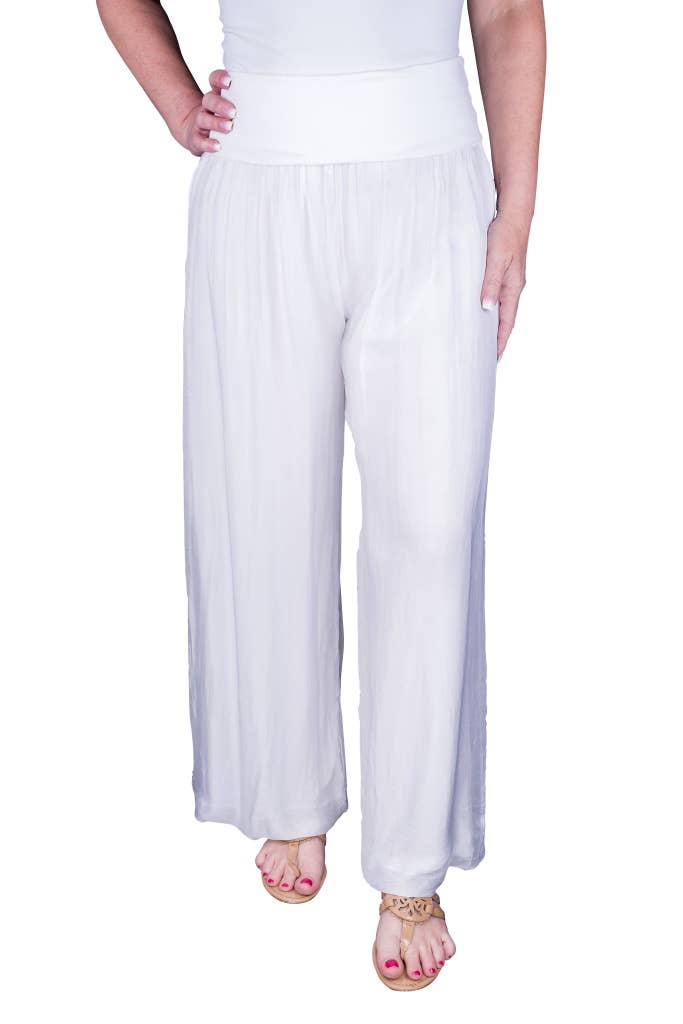 Foldover Waist Silk Pant (PL203):Black