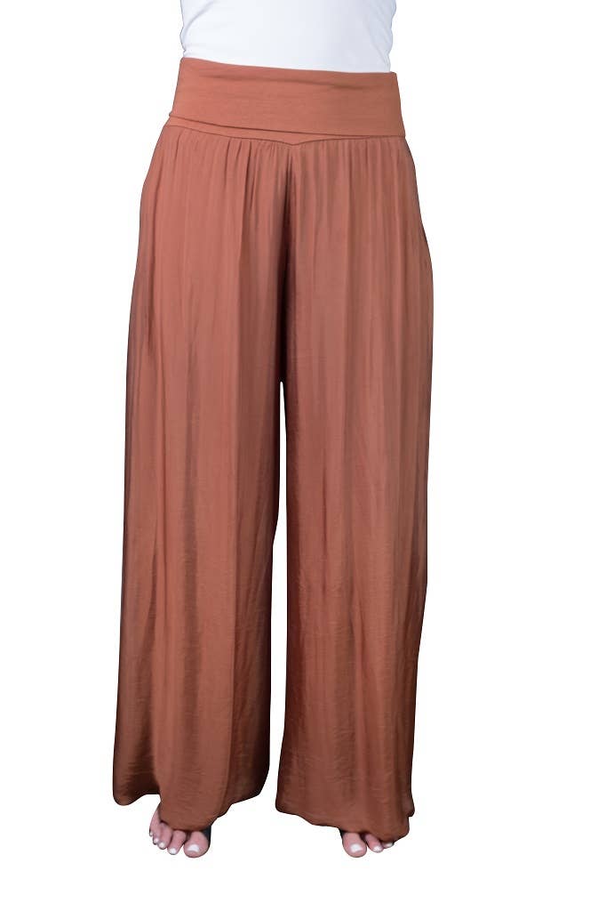 Foldover Waist Silk Pant (PL203):Black