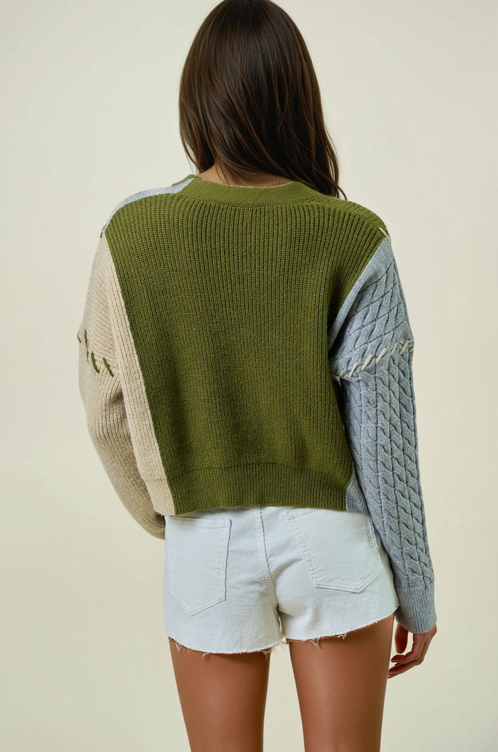 CARDIGAN - 1723C: OLIVE / L