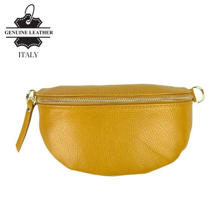 Italian Leather Waist Bag: Orange