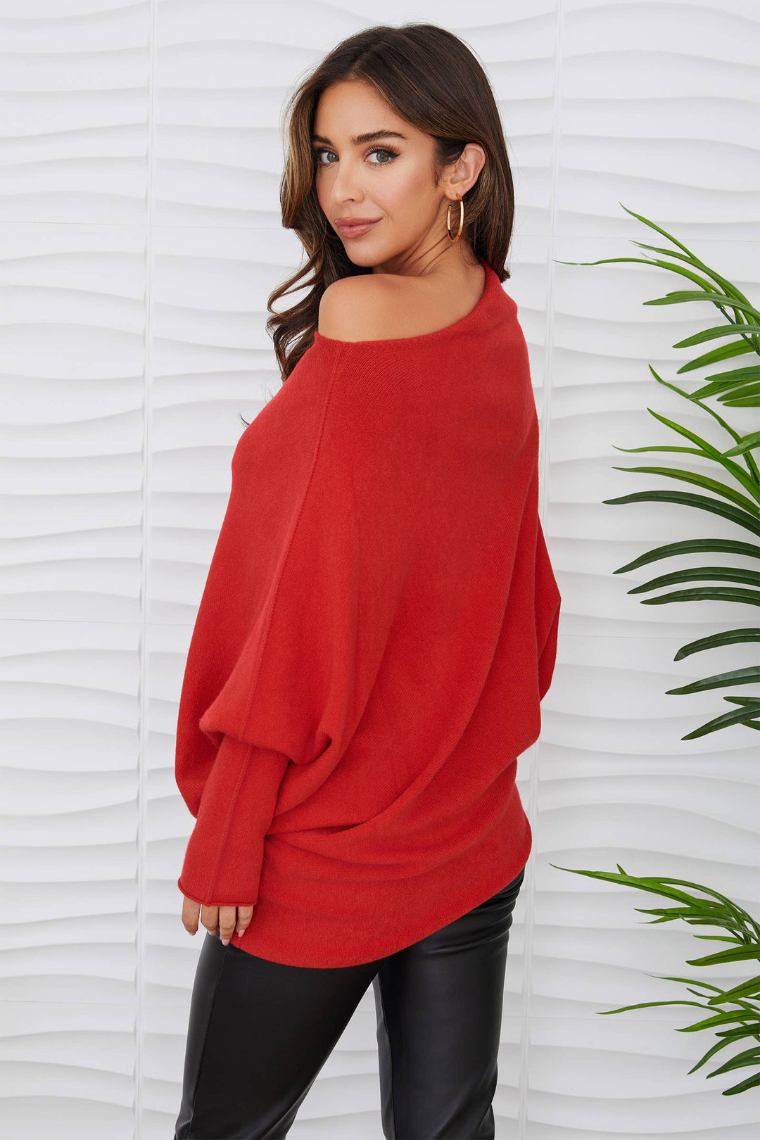 ASYM SWEATER RED XS/S