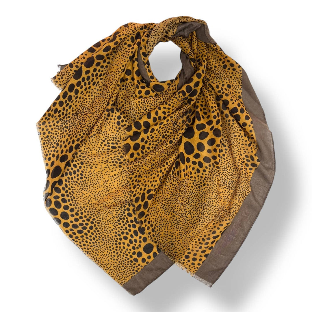 Leopard dots print scarf : Khaki