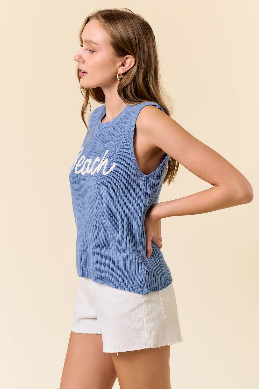 BEACH SWEATER TANK TOP: LT.BLUE / L