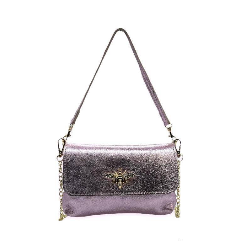Leather Bag with Bee: Black