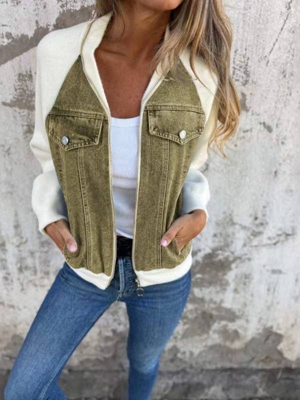 Zip up denim JKT: Grey / M