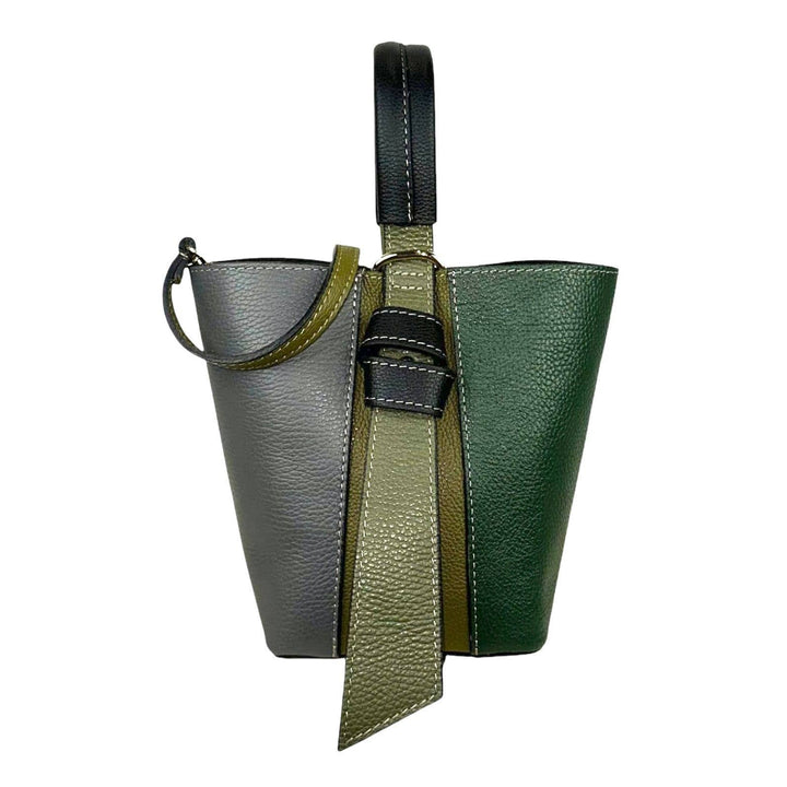 Multicolor Leather Bag: Olive Green