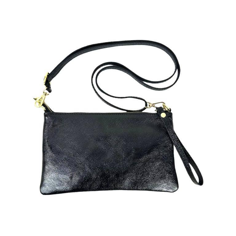 Leather Bag with Shiny: Gold