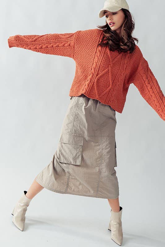 MIDI PARACHUTE SKIRT: SLATE
