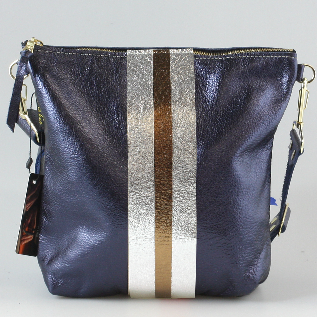 Graham Crossbody: METALLICS!: Gunmetal : Silver/IceBlue