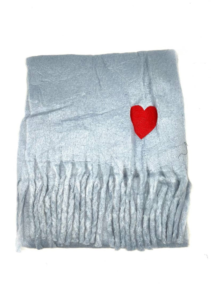 HH-210 Big fringe scarf with heart : Nude