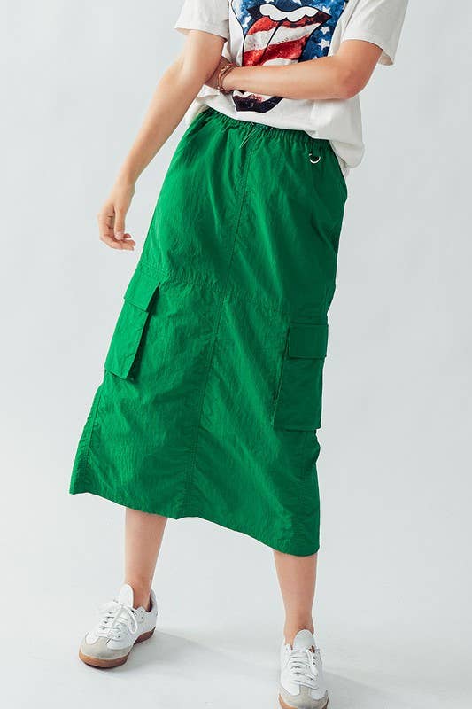 MIDI PARACHUTE SKIRT: SLATE