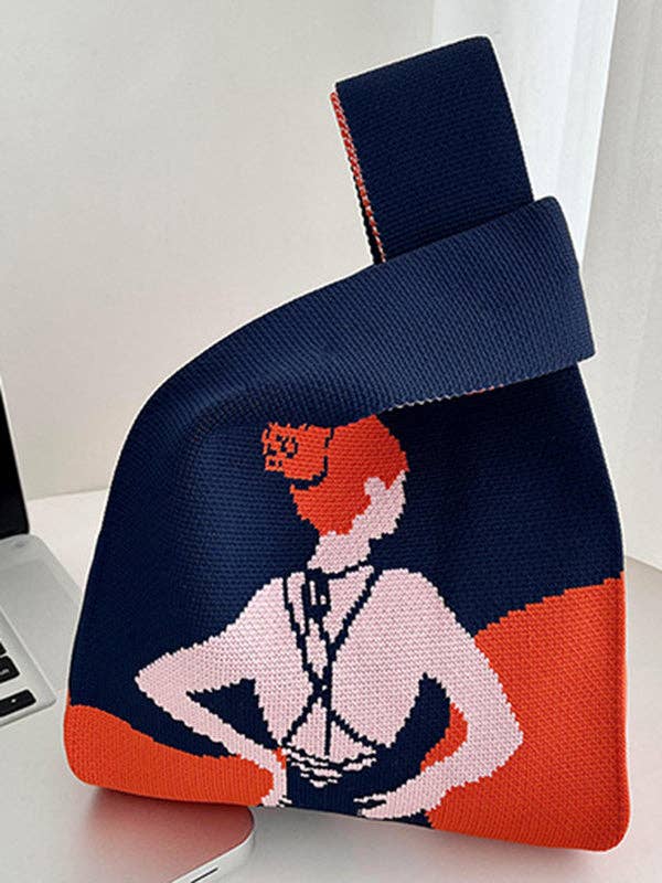 Print Handbag: NAVY BLUE