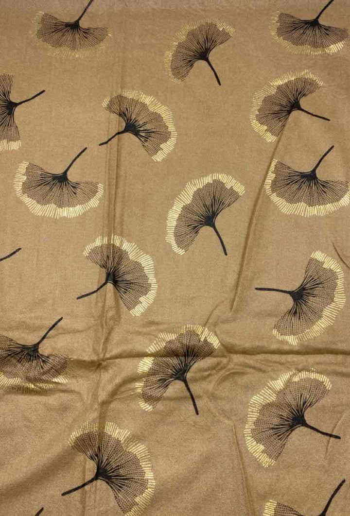 Gingko Leaf Pattern Soft Scarf: White