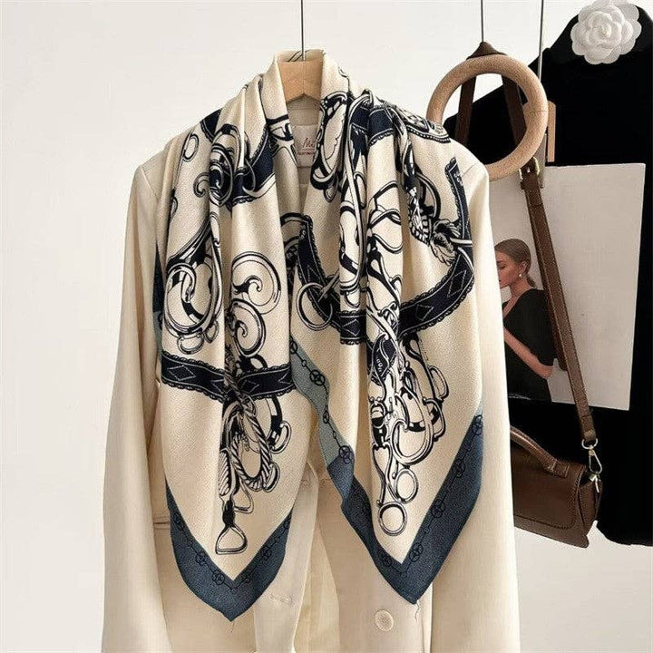 Floral Print Silk Scarf - Stylish And Versatile: Brown