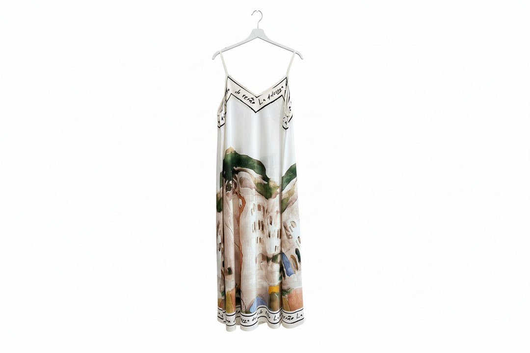 - O/S-Italian Silk/Viscose Maxi Dress - WHITE