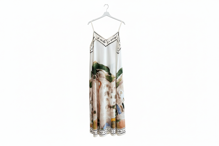 - O/S-Italian Silk/Viscose Maxi Dress - WHITE