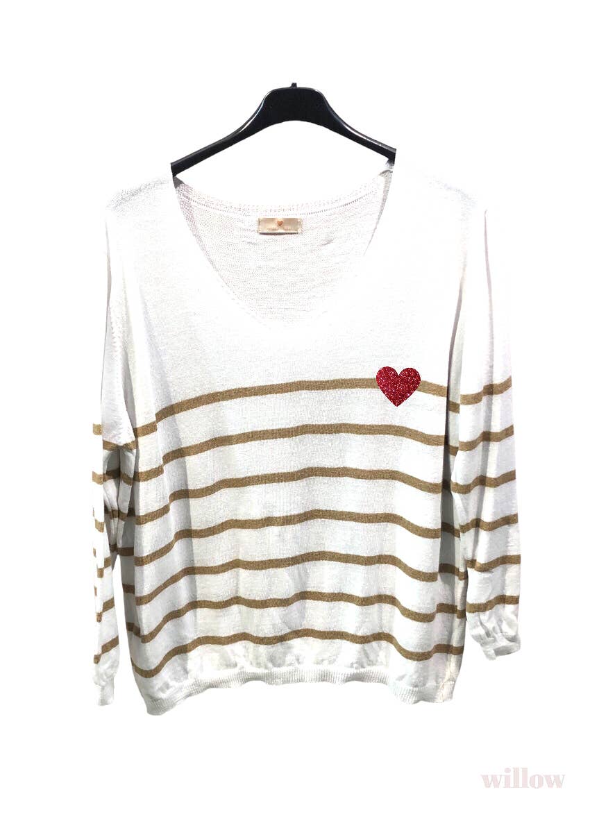 Sailor heart sweater: Red
