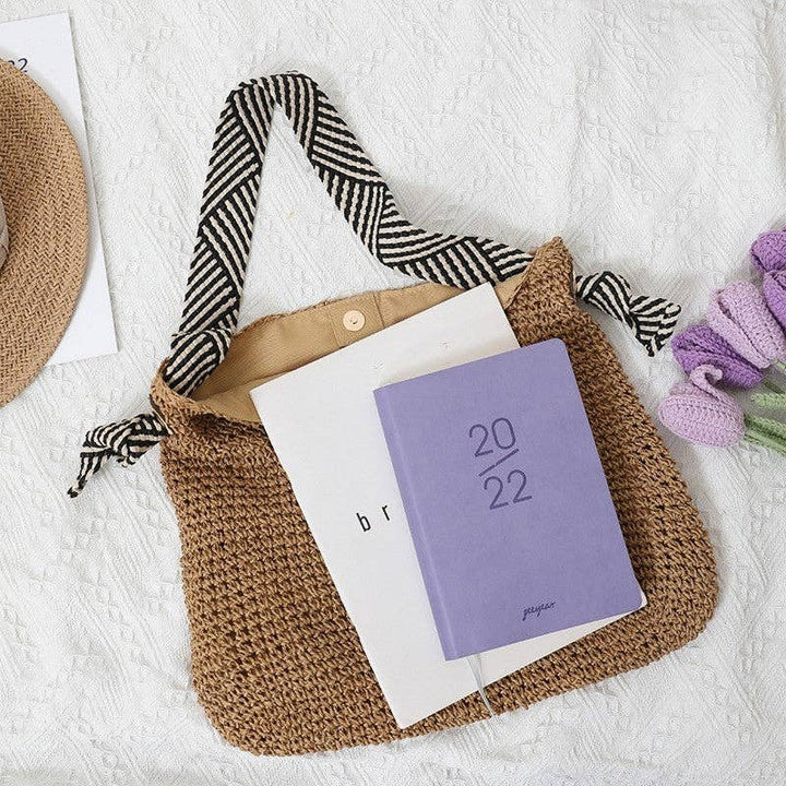Straw Woven Beach Bag : COFFEE