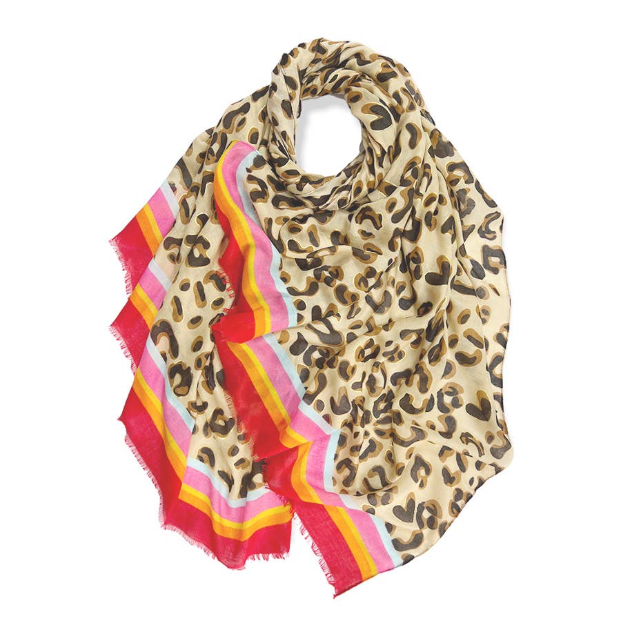 Leopard print with colourful border line: Blue