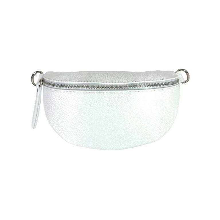 Italian Leather Waist Bag with Zipper: Bottle Green