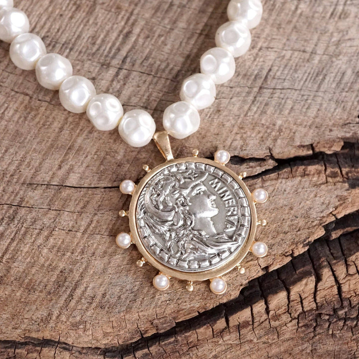 Coin and Pearl Neck – Gold and Silver