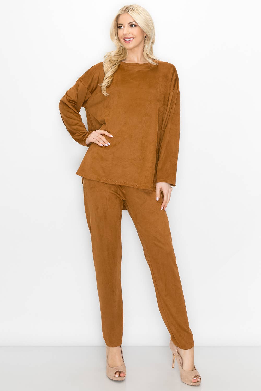 Adi Stretch Suede Top: UMBER / S / A5418