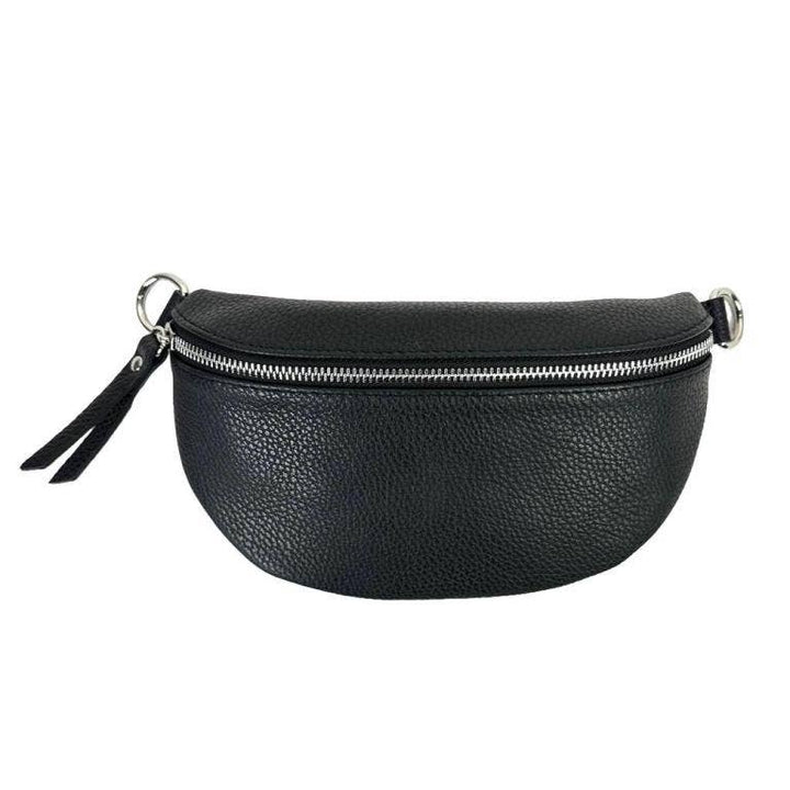 Italian Leather Waist Bag with Zipper: Mustard