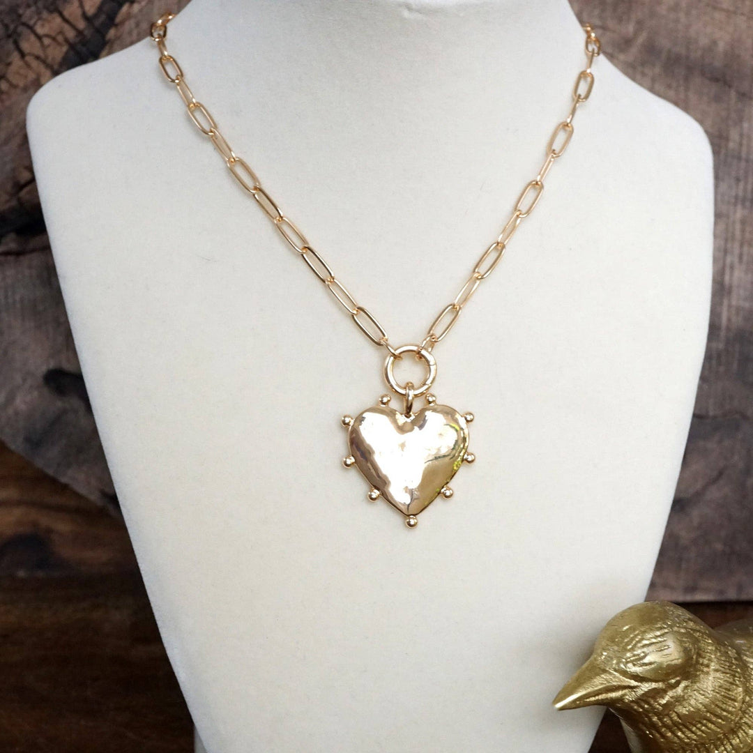 Modern  Heart Paperclip Neck - Gold