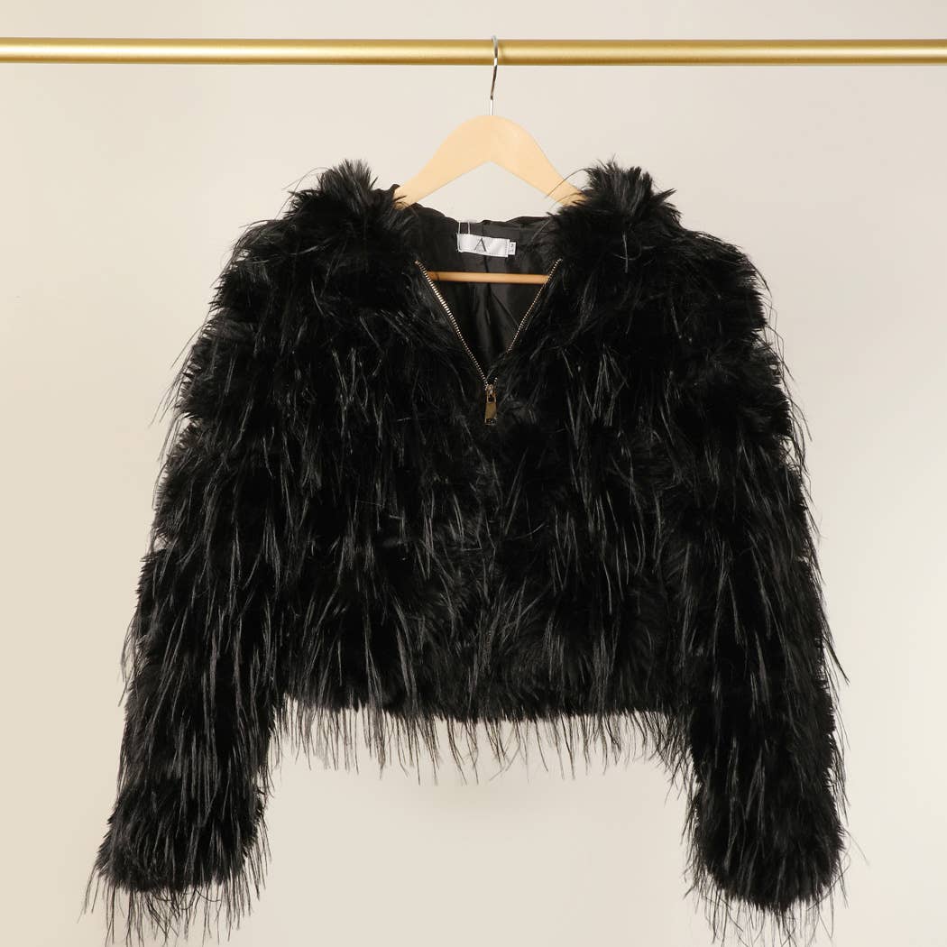 Faux Fur  ZIP JKT: Taupe / S/M