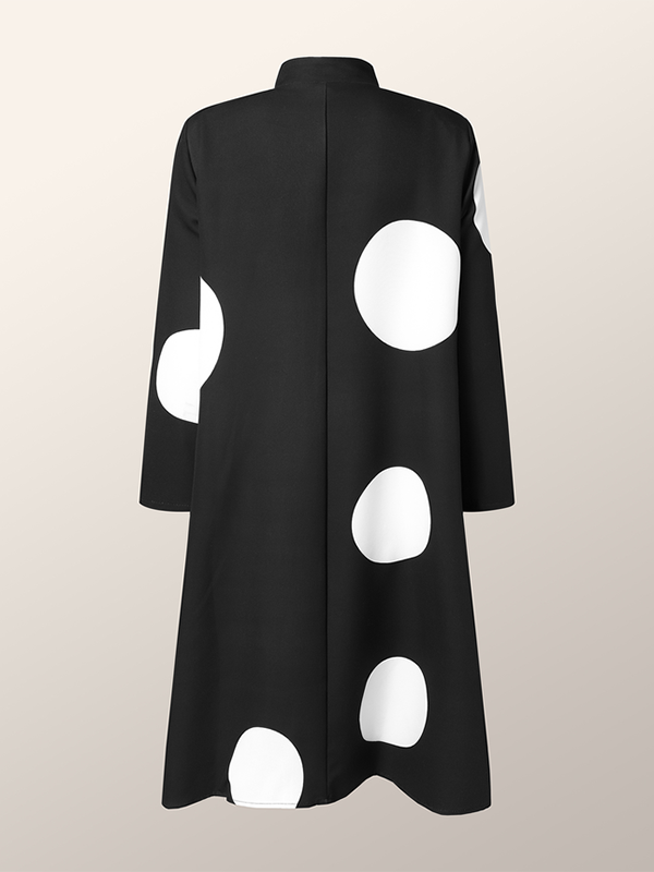 Asymmetric Polka-Dot Dress: BLACK / M