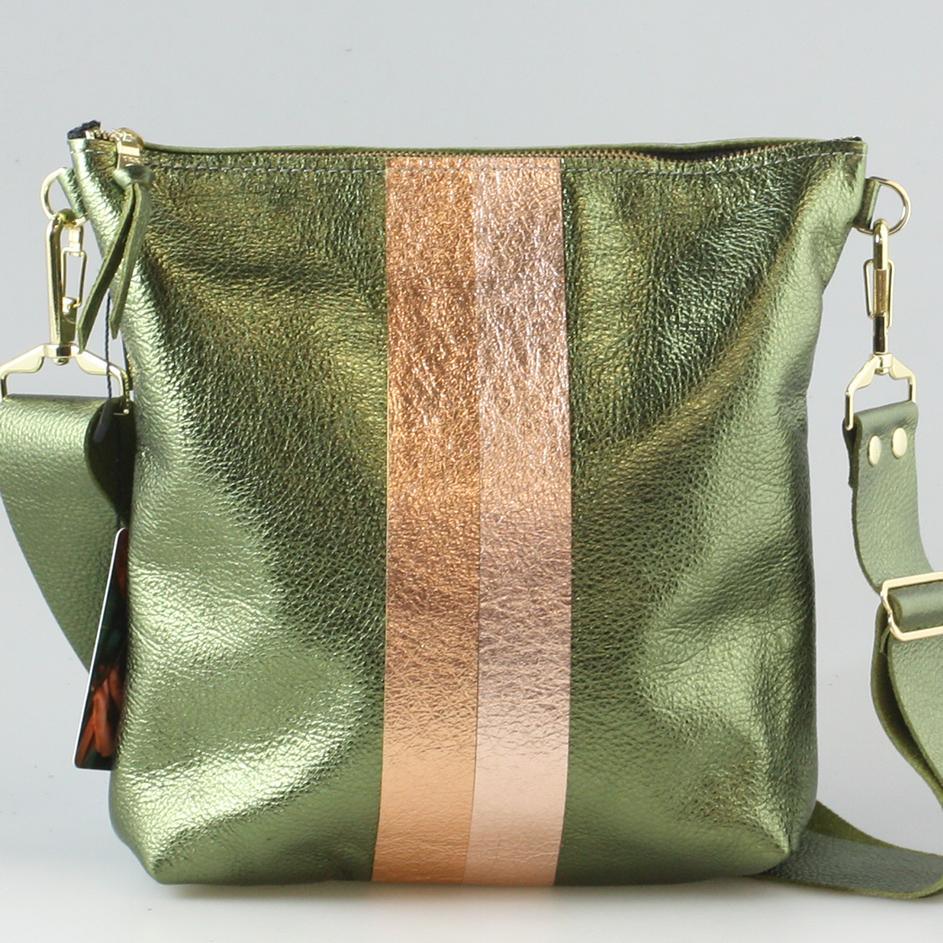 Graham Crossbody: METALLICS!: Gunmetal : Silver/IceBlue