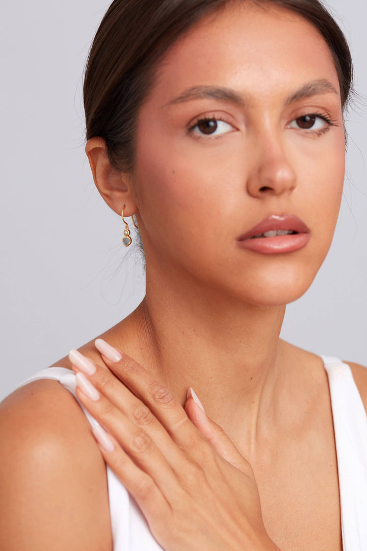 Jazlyn Earring  - Pearl/Aqua Chalcedony