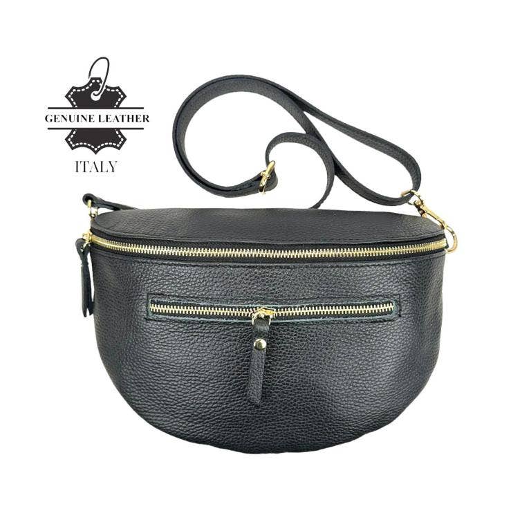 Italian Leather Waist Bag: Bronze